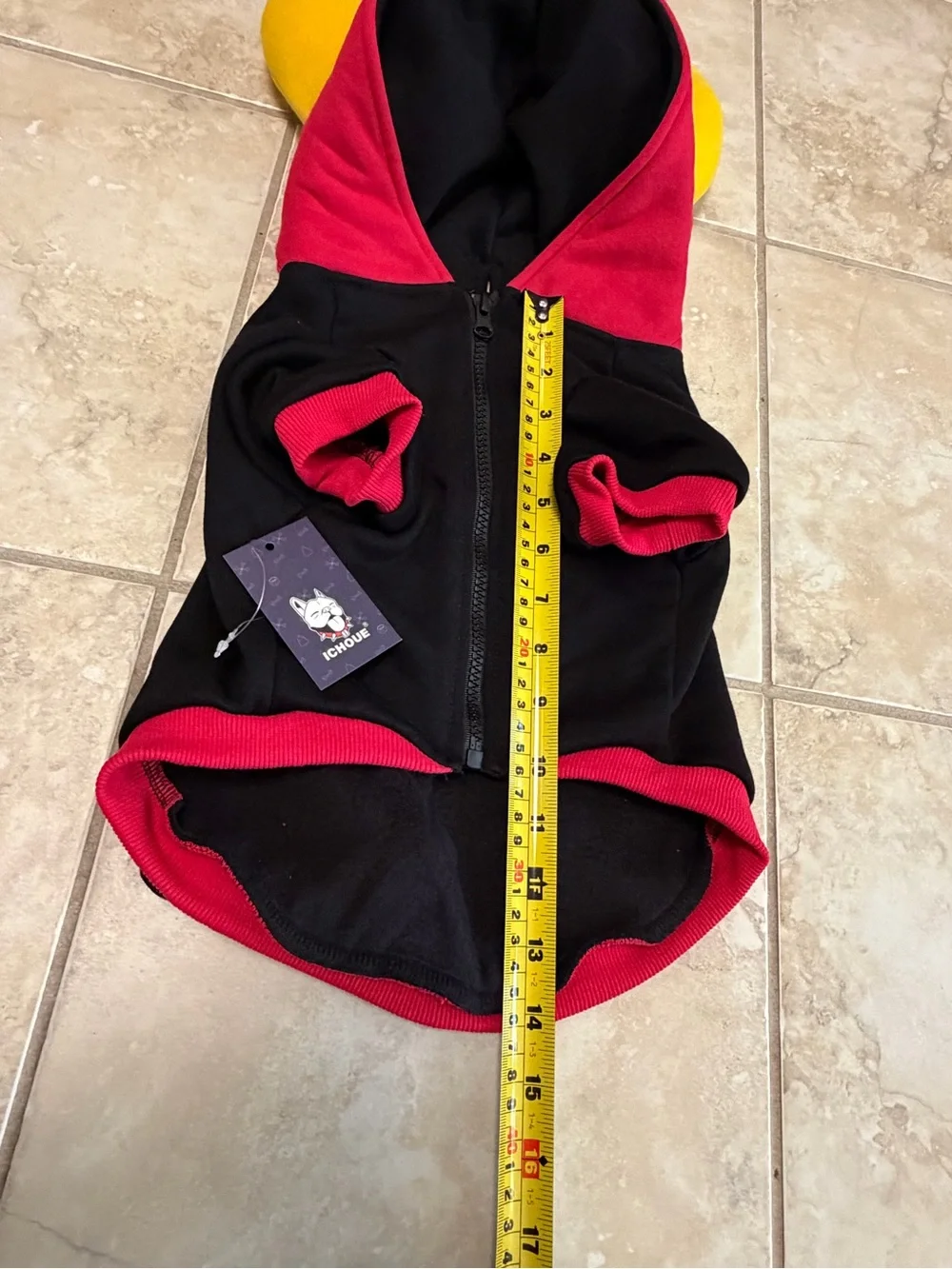 ICHOUe Dog Devil Costume Size L Black Red Hooded Bull Horns Pet Halloween Outfit